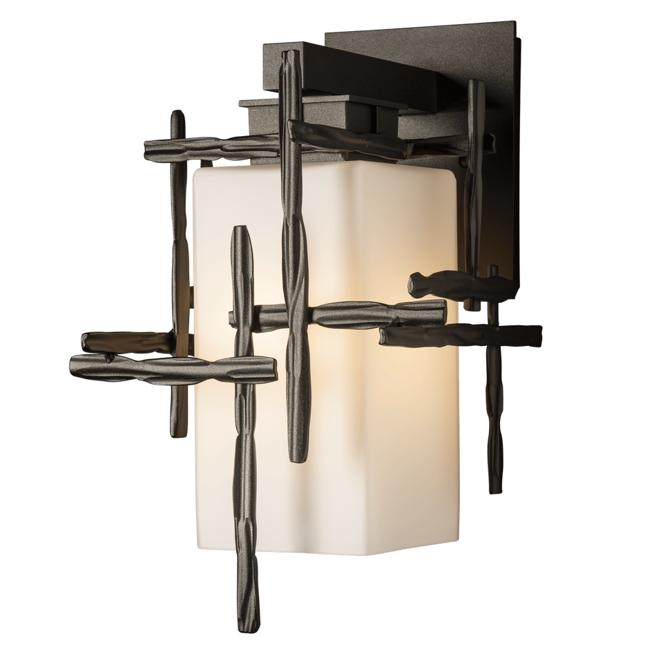 Tura Small Outdoor Sconce by Hubbardton Forge - Handcrafted Opal Glass Shade, Dimmable, Multiple Finishes