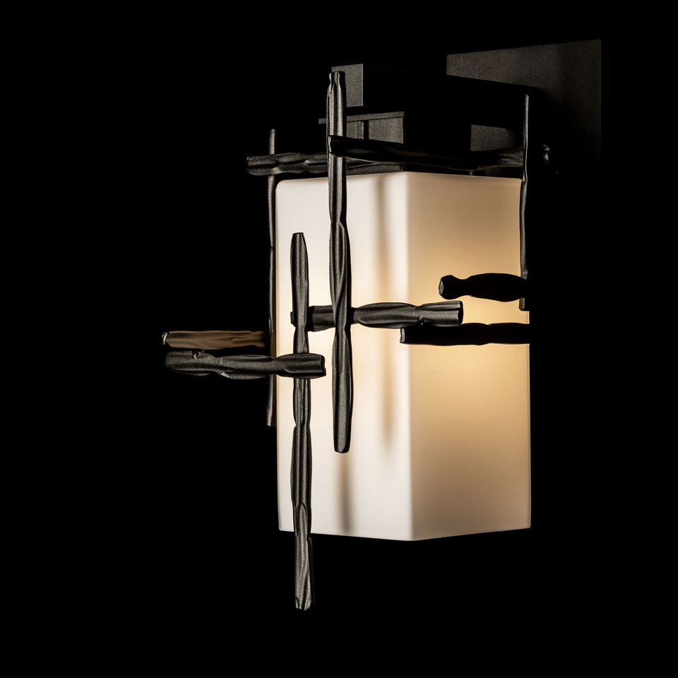 Tura Small Outdoor Sconce by Hubbardton Forge - Handcrafted Opal Glass Shade, Dimmable, Multiple Finishes