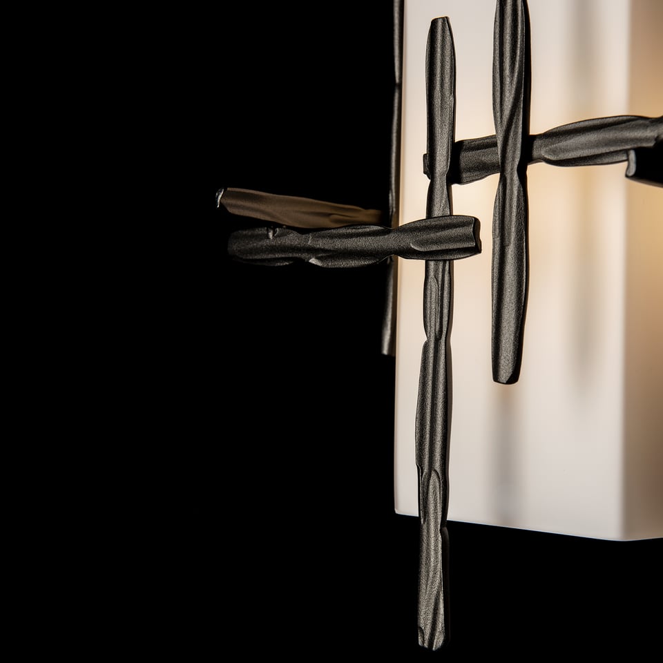 Tura Small Outdoor Sconce by Hubbardton Forge - Handcrafted Opal Glass Shade, Dimmable, Multiple Finishes