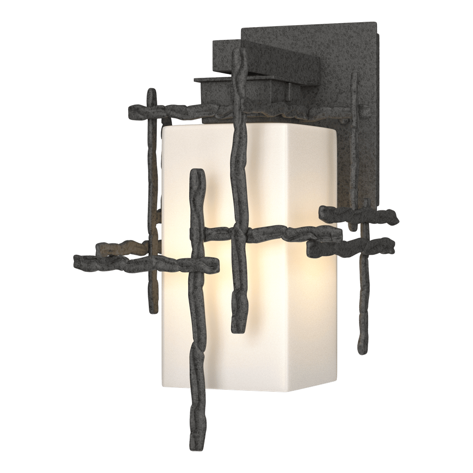 Tura Small Outdoor Sconce by Hubbardton Forge - Handcrafted Opal Glass Shade, Dimmable, Multiple Finishes