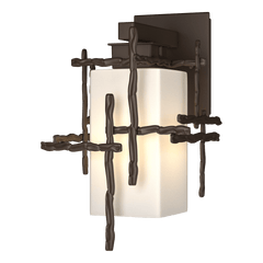 Tura Small Outdoor Sconce by Hubbardton Forge - Handcrafted Opal Glass Shade, Dimmable, Multiple Finishes