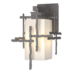 Tura Small Outdoor Sconce by Hubbardton Forge - Handcrafted Opal Glass Shade, Dimmable, Multiple Finishes