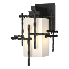 Tura Small Outdoor Sconce by Hubbardton Forge - Handcrafted Opal Glass Shade, Dimmable, Multiple Finishes