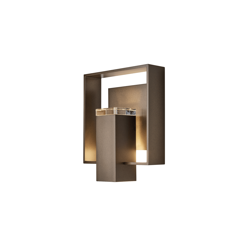 Hubbardton Forge Shadow Box 1-Light Outdoor Sconce, Dimmable, Weather-Resistant, Various Finishes