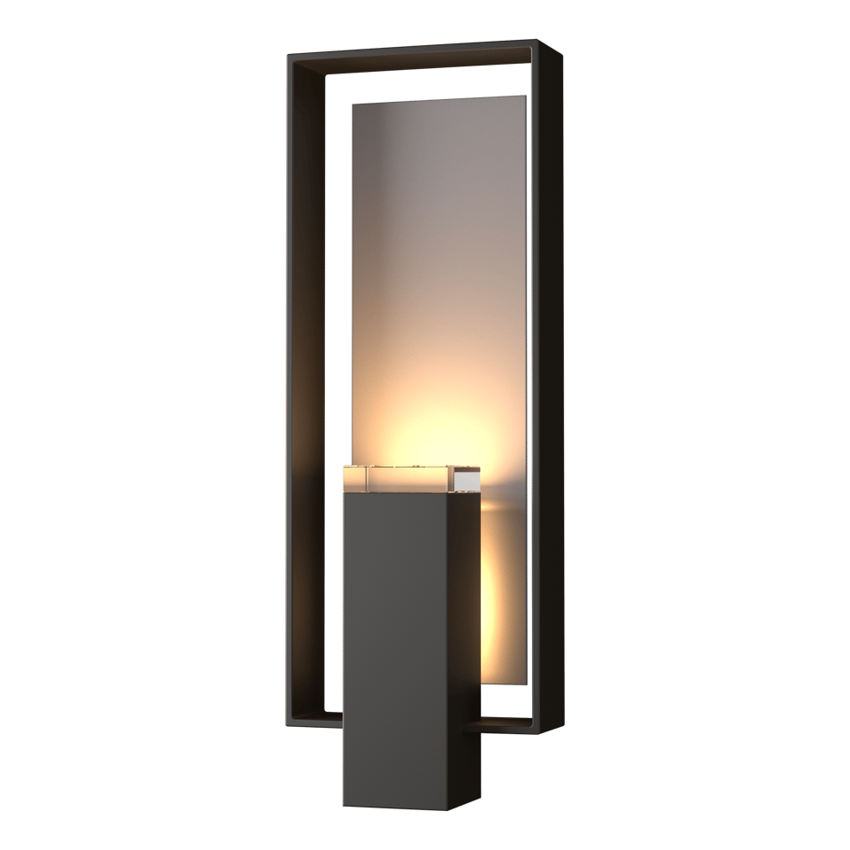 Hubbardton Forge Shadow Box Large Outdoor Sconce, Dimmable, UL Wet Rated, Multiple Finishes