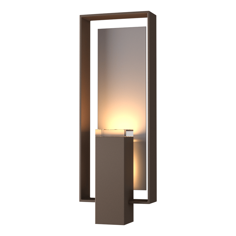 Hubbardton Forge Shadow Box Large Outdoor Sconce, Dimmable, UL Wet Rated, Multiple Finishes