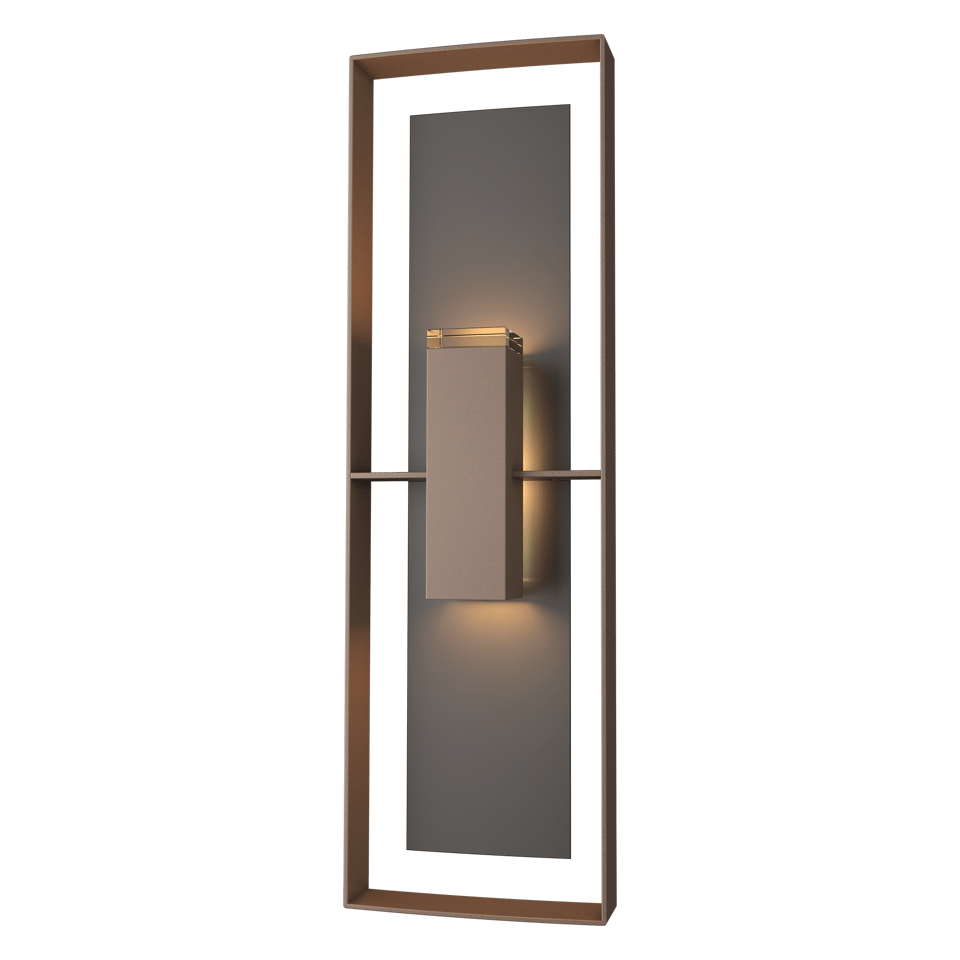 Hubbardton Forge 34 Inch Shadow Box Tall Outdoor Sconce with Dimmable Feature and UL Wet Rating