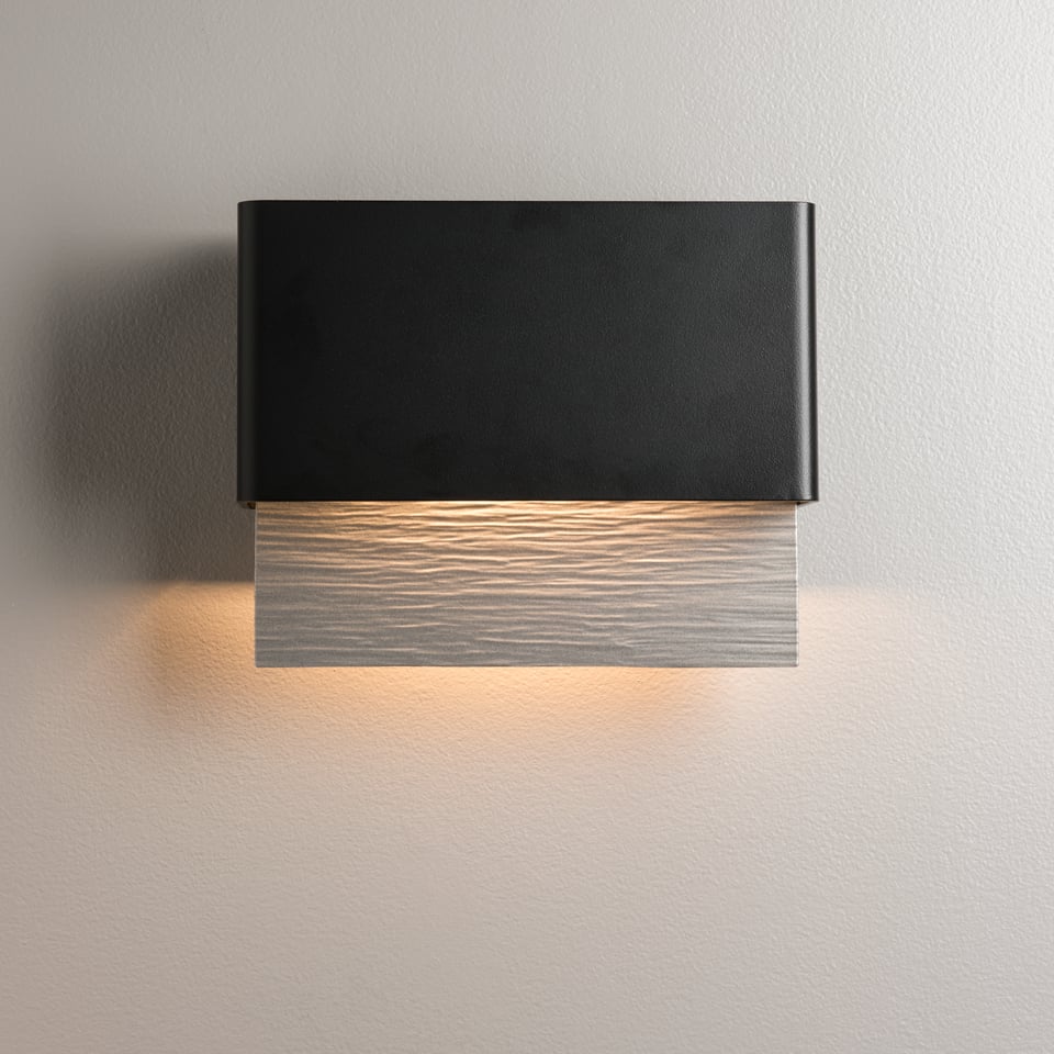 Hubbardton Forge Stratum Dark Sky Friendly 15W LED Outdoor Sconce with Textured Backplate