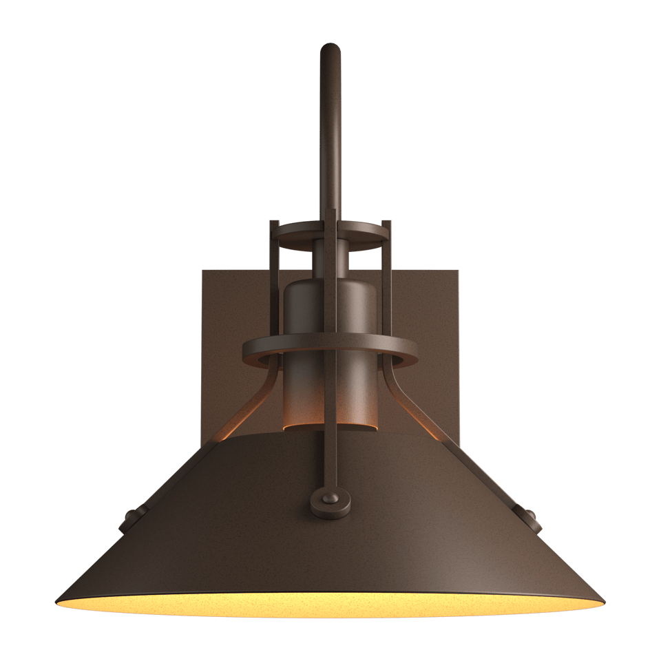 Henry Small Outdoor Sconce 10.5" High by Hubbardton Forge - Riveted Metal Shade, Dimmable E26 Bulb