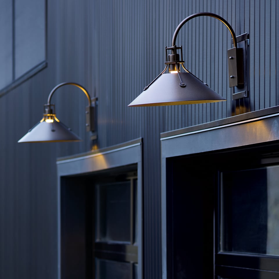 Hubbardton Forge Henry Large Outdoor Sconce, Dimmable, UL Wet Rated, Unique Industrial Design