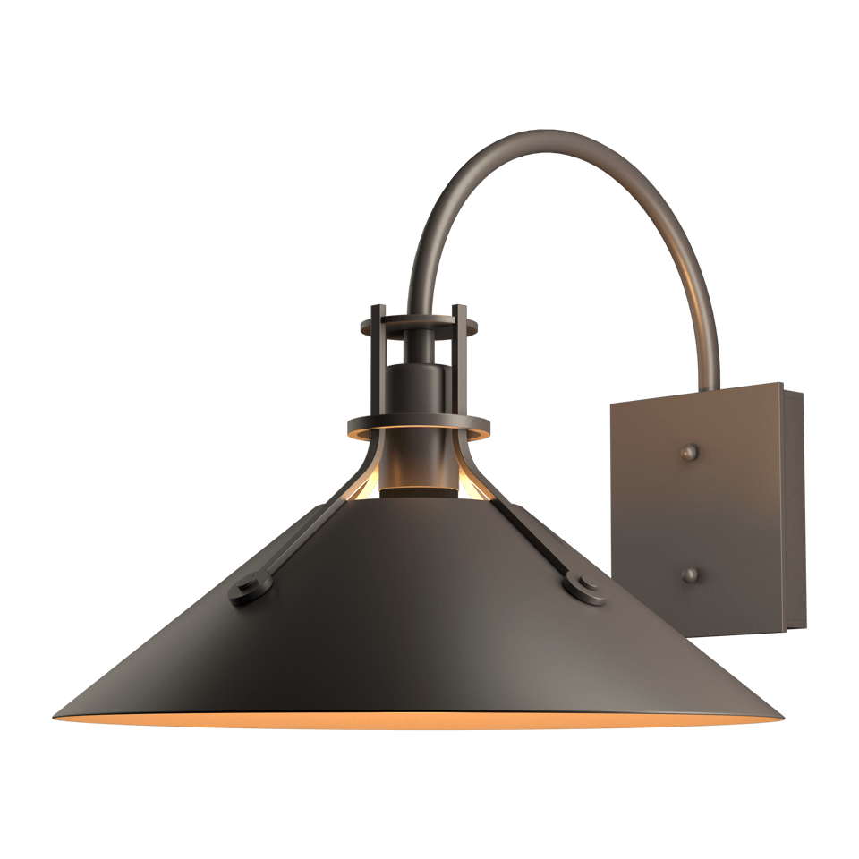 Hubbardton Forge Henry Large Outdoor Sconce, Dimmable, UL Wet Rated, Unique Industrial Design