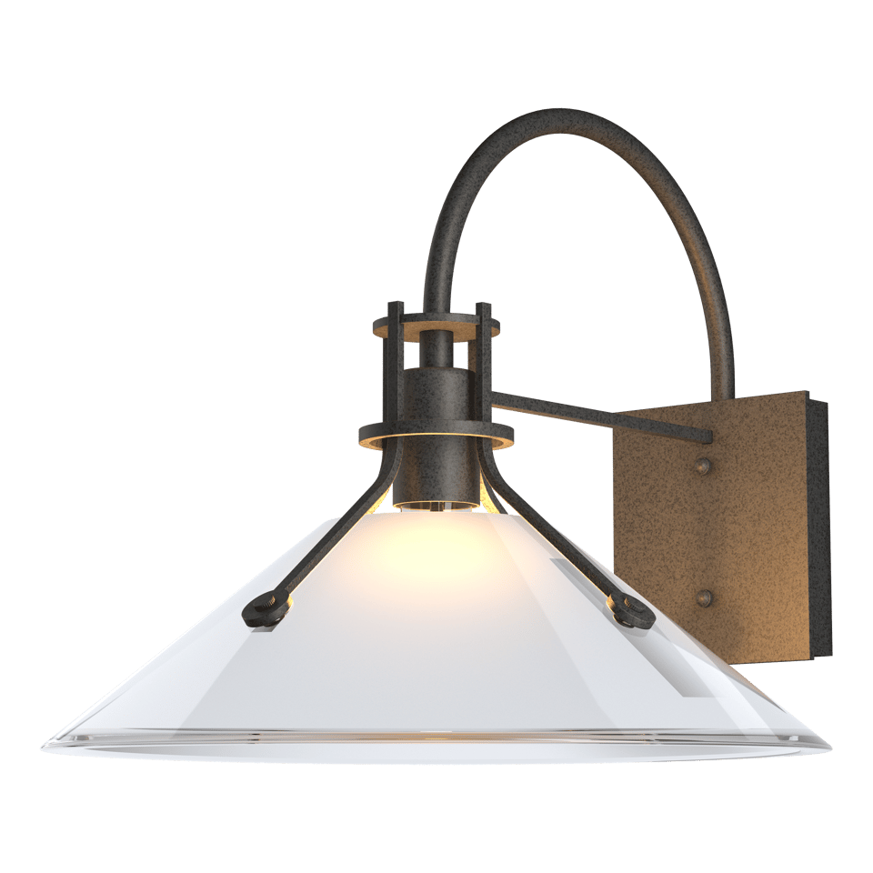 Henry Large Glass Shade Outdoor Sconce by Hubbardton Forge - Dimmable, Weather-Resistant, 60W E26 Bulb