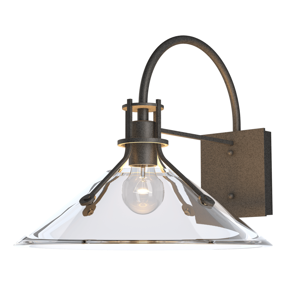 Henry Large Glass Shade Outdoor Sconce by Hubbardton Forge - Dimmable, Weather-Resistant, 60W E26 Bulb