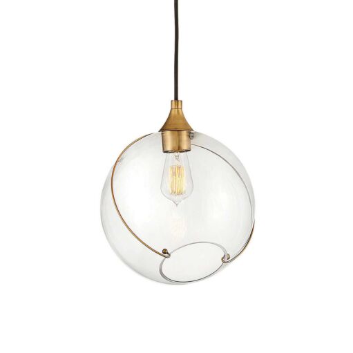 Skye Small Pendant Light by Hinkley Lighting, Adjustable Height, Clear/Opal Glass, 12.75"H x 10.75"W