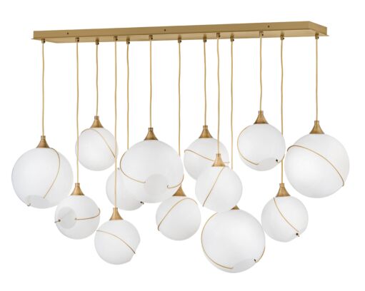 Skye Large 13-Light Linear Chandelier by Hinkley Lighting - Heritage Brass, Dimmable, Asymmetrical Design