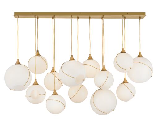 Skye Large 13-Light Linear Chandelier by Hinkley Lighting - Heritage Brass, Dimmable, Asymmetrical Design