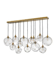 Skye Large 13-Light Linear Chandelier by Hinkley Lighting - Heritage Brass, Dimmable, Asymmetrical Design