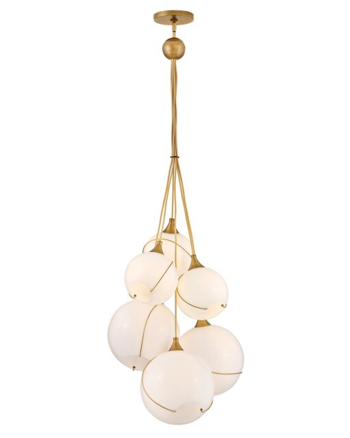 Skye Medium 6-Light Multi-Tier Chandelier by Hinkley Lighting in Heritage Brass with Opal Glass