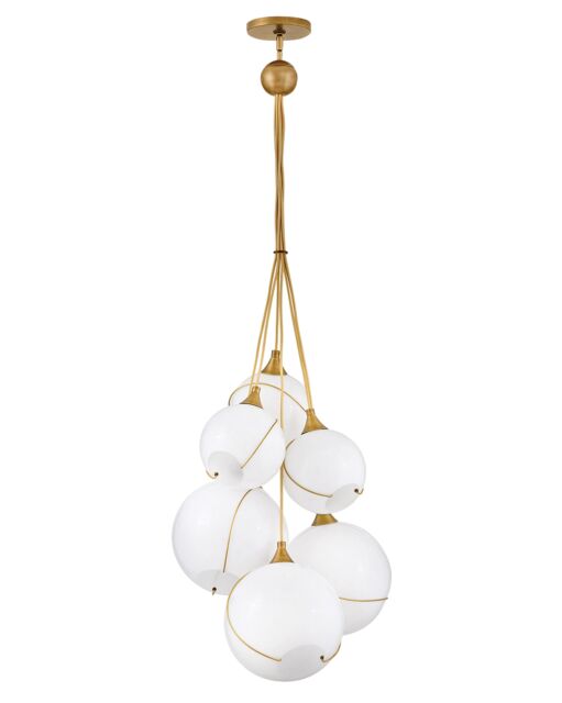 Skye Medium 6-Light Multi-Tier Chandelier by Hinkley Lighting in Heritage Brass with Opal Glass