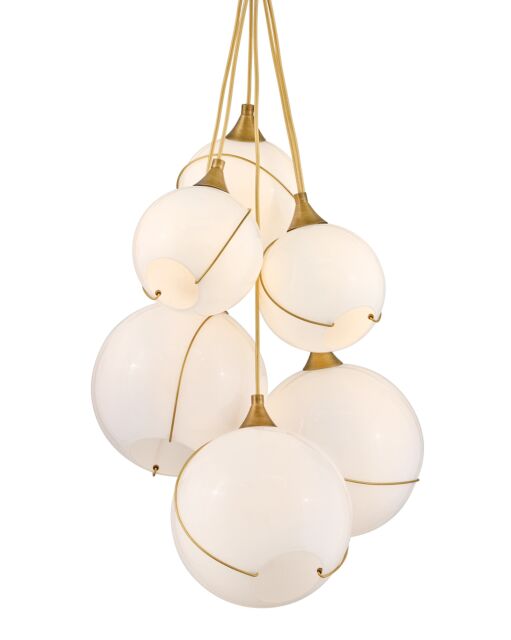 Skye Medium 6-Light Multi-Tier Chandelier by Hinkley Lighting in Heritage Brass with Opal Glass