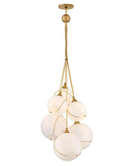 Skye Medium 6-Light Multi-Tier Chandelier by Hinkley Lighting in Heritage Brass with Opal Glass