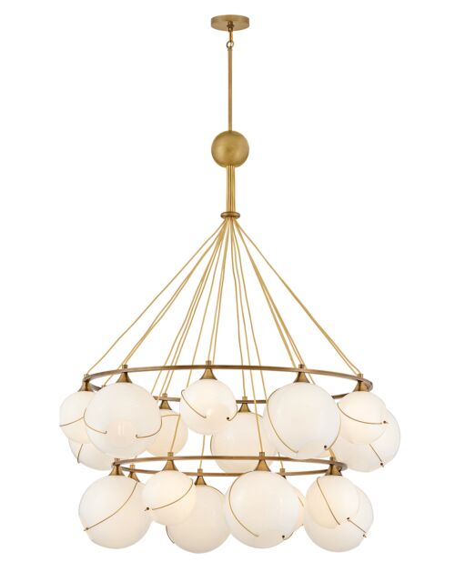 Skye Extra Large 2-Tier Chandelier by Hinkley Lighting, Opal & Clear Glass, 18 Lights