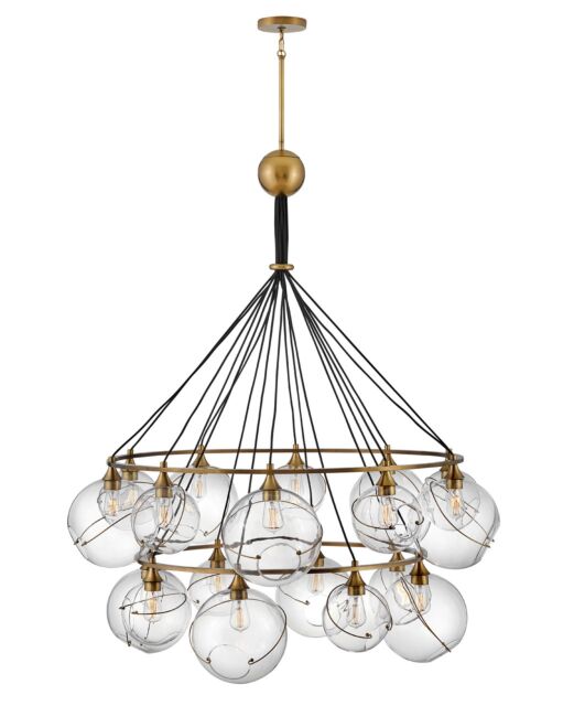 Skye Extra Large 2-Tier Chandelier by Hinkley Lighting, Opal & Clear Glass, 18 Lights