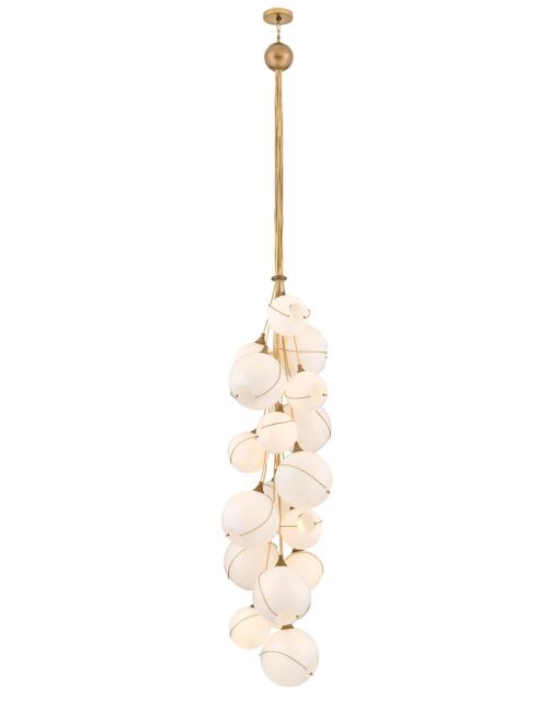 Skye Double XL Multi Tier Chandelier - 18 Light Clear & Opal Glass, Heritage Brass Finish