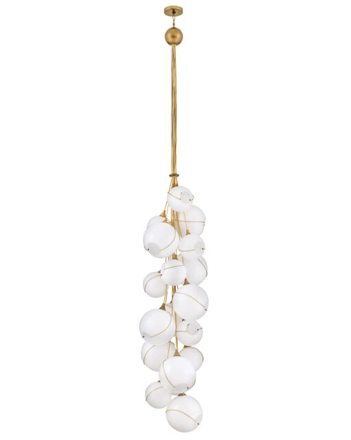 Skye Double XL Multi Tier Chandelier - 18 Light Clear & Opal Glass, Heritage Brass Finish