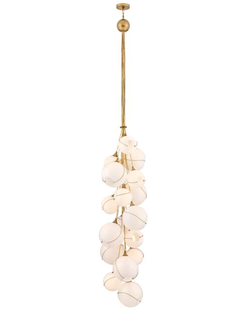 Skye Double XL Multi Tier Chandelier - 18 Light Clear & Opal Glass, Heritage Brass Finish