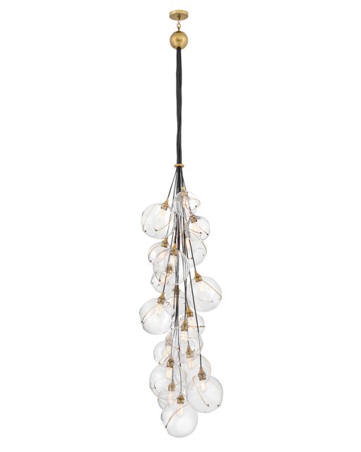 Skye Double XL Multi Tier Chandelier - 18 Light Clear & Opal Glass, Heritage Brass Finish