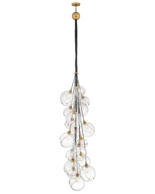 Skye Double XL Multi Tier Chandelier - 18 Light Clear & Opal Glass, Heritage Brass Finish