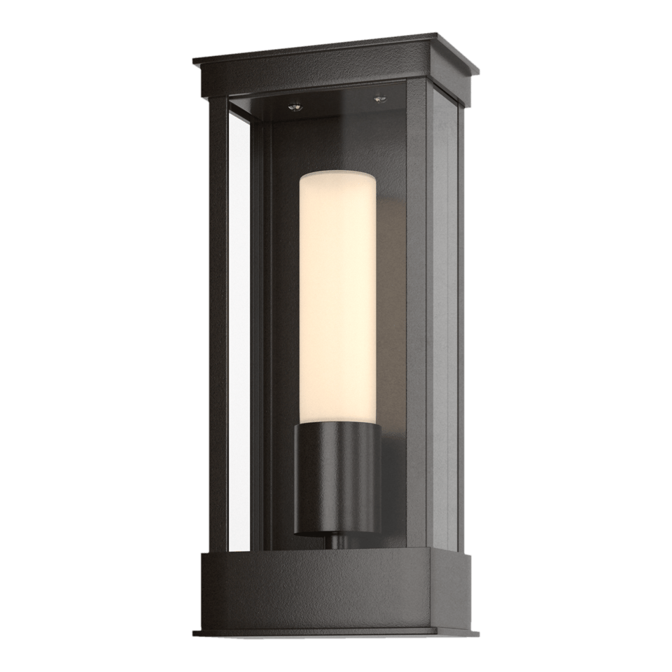 Portico 1-Light Small Outdoor Sconce by Hubbardton Forge - Durable Metal, Opal Glass Shade, Dimmable