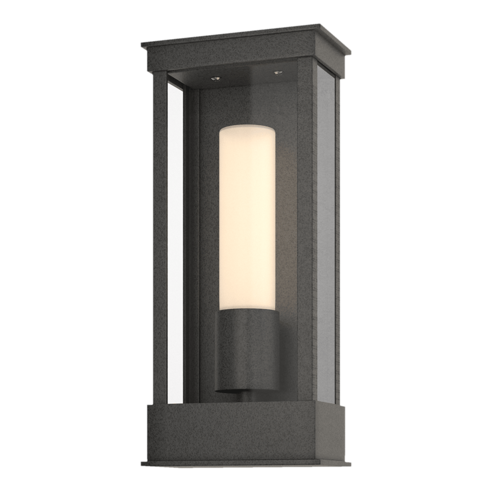 Portico 1-Light Small Outdoor Sconce by Hubbardton Forge - Durable Metal, Opal Glass Shade, Dimmable