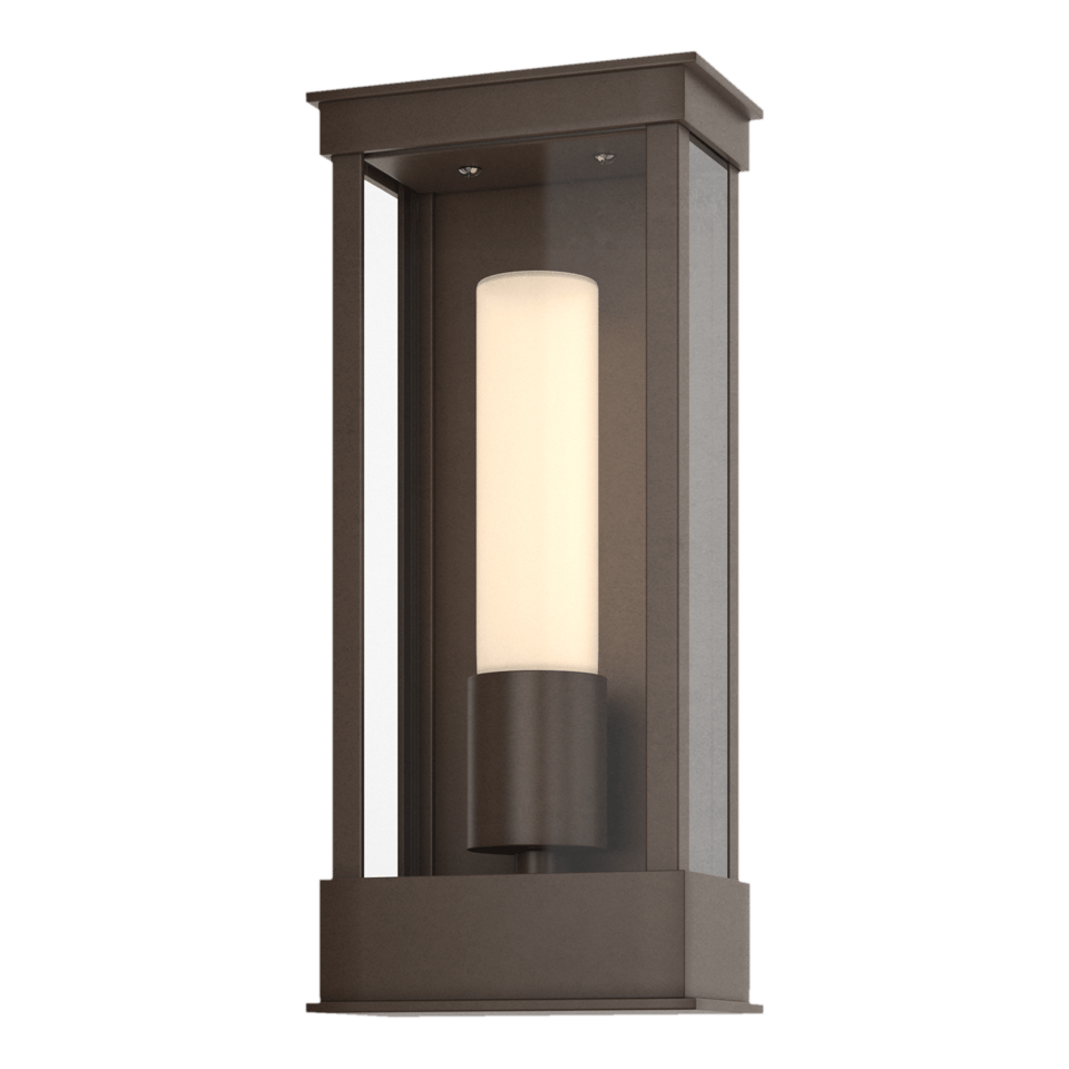 Portico 1-Light Small Outdoor Sconce by Hubbardton Forge - Durable Metal, Opal Glass Shade, Dimmable