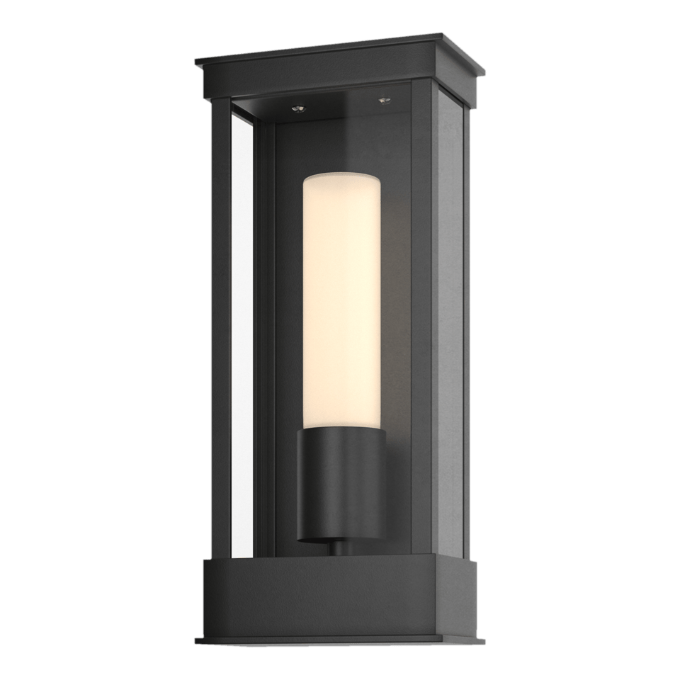 Portico 1-Light Small Outdoor Sconce by Hubbardton Forge - Durable Metal, Opal Glass Shade, Dimmable