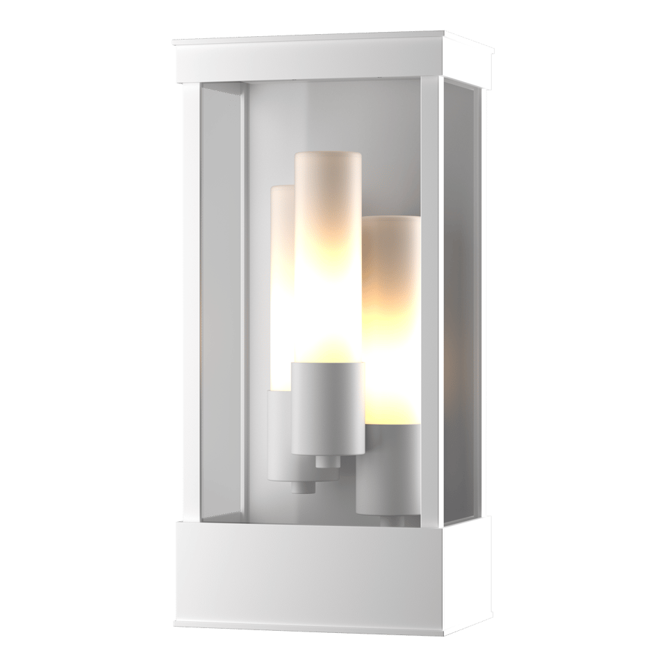 Portico Outdoor Wall Sconce by Hubbardton Forge, 3-Light Fixture with Dimmable Feature and Opal Glass Shade