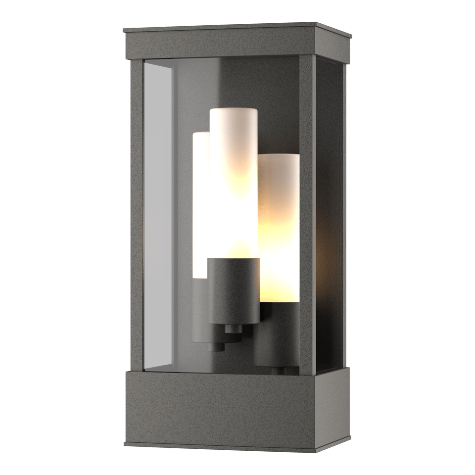 Portico Outdoor Wall Sconce by Hubbardton Forge, 3-Light Fixture with Dimmable Feature and Opal Glass Shade