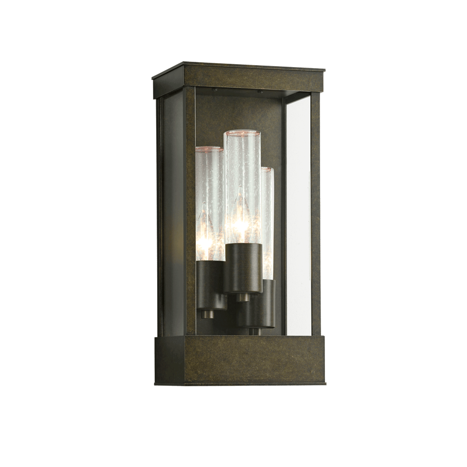 Portico Outdoor Wall Sconce by Hubbardton Forge, 3-Light Fixture with Dimmable Feature and Opal Glass Shade