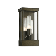 Portico Outdoor Wall Sconce by Hubbardton Forge, 3-Light Fixture with Dimmable Feature and Opal Glass Shade