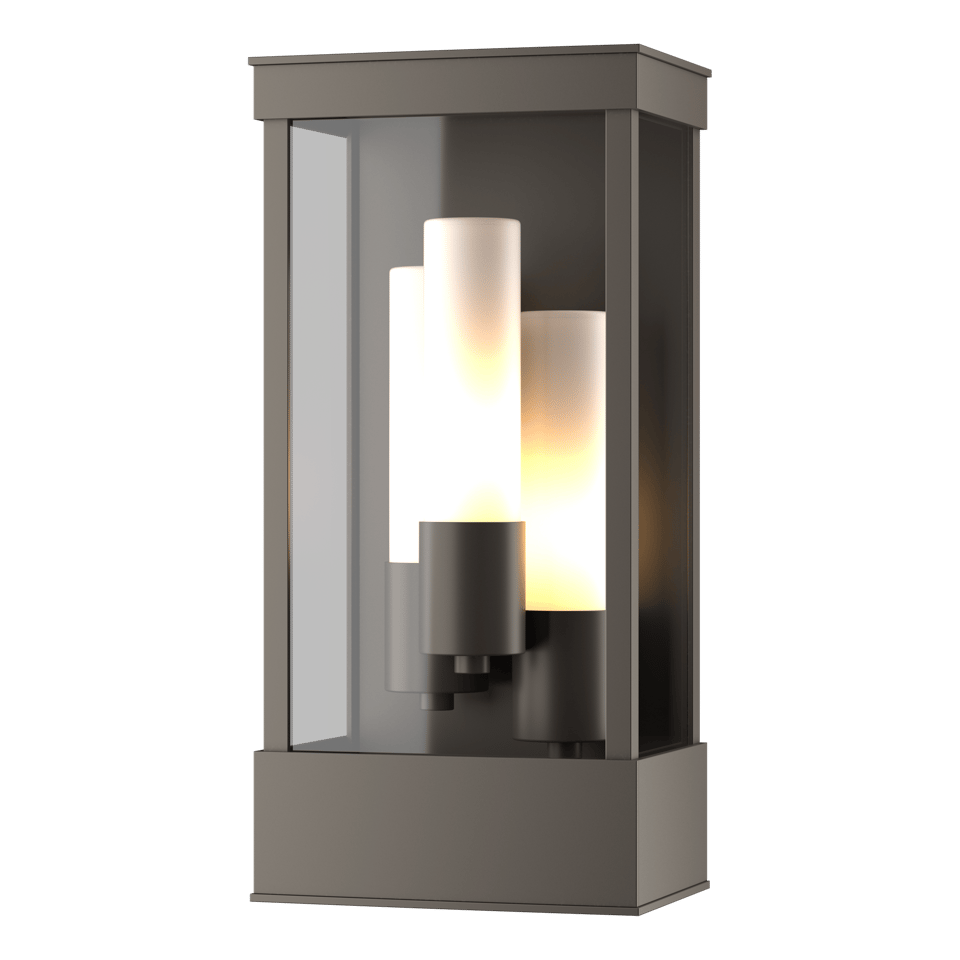 Portico Outdoor Wall Sconce by Hubbardton Forge, 3-Light Fixture with Dimmable Feature and Opal Glass Shade