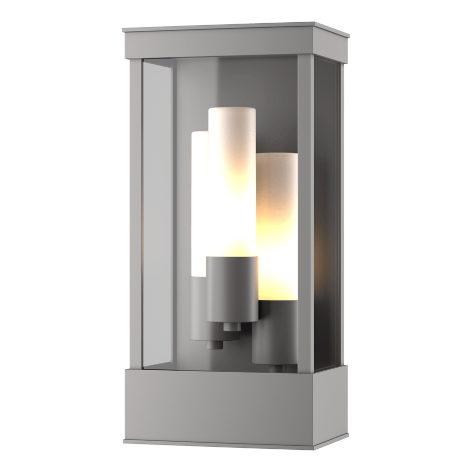 Portico Outdoor Wall Sconce by Hubbardton Forge, 3-Light Fixture with Dimmable Feature and Opal Glass Shade