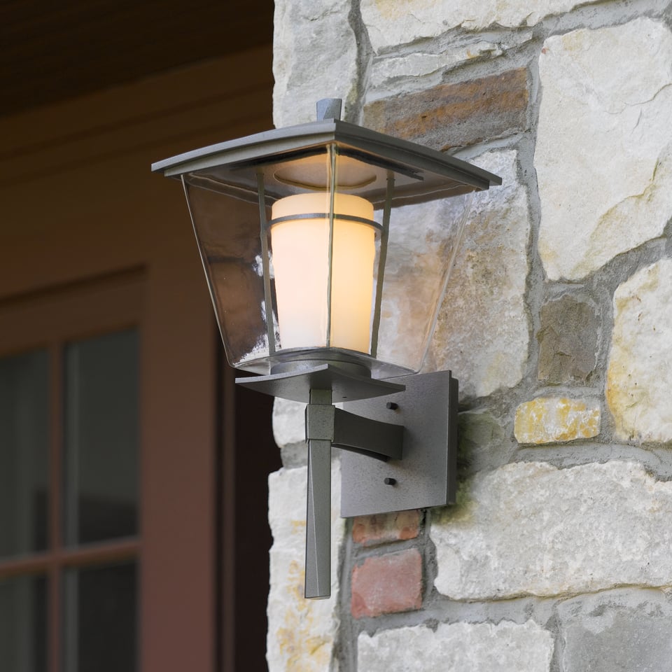 Hubbardton Forge Beacon Hall Outdoor Sconce, Dimmable, UL Wet Rated, Elegant Glass Shade, 100W Max