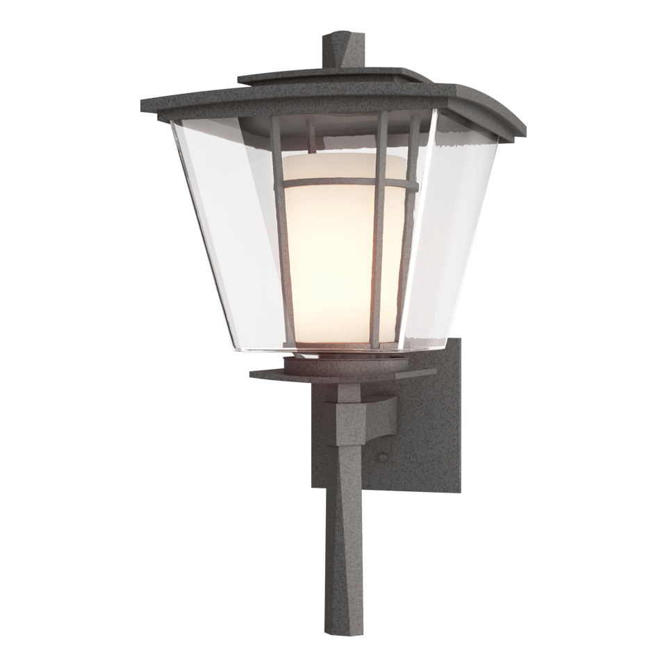 Hubbardton Forge Beacon Hall Outdoor Sconce, Dimmable, UL Wet Rated, Elegant Glass Shade, 100W Max