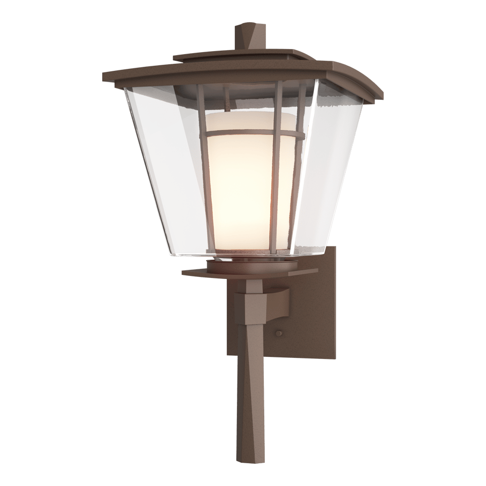 Hubbardton Forge Beacon Hall Outdoor Sconce, Dimmable, UL Wet Rated, Elegant Glass Shade, 100W Max