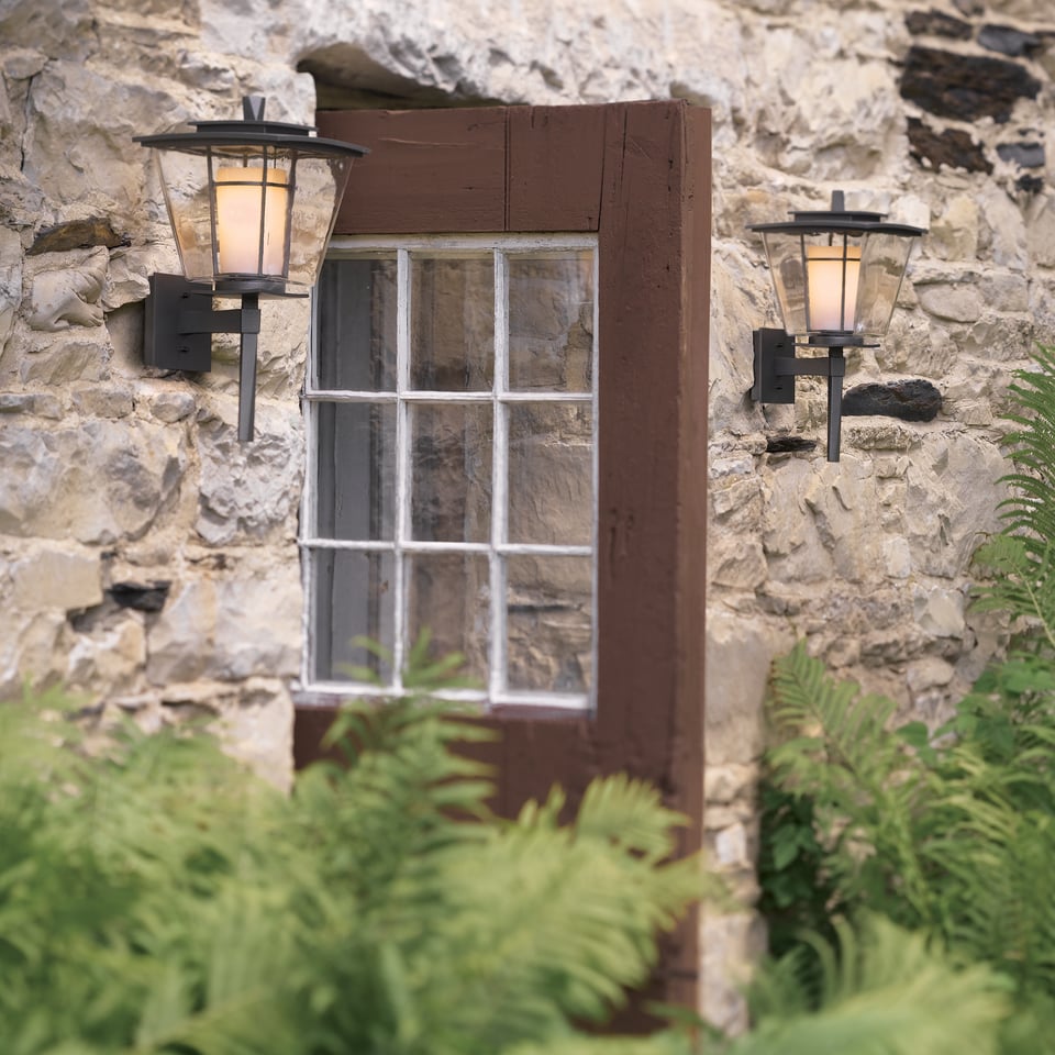 Hubbardton Forge Beacon Hall Outdoor Sconce, Dimmable, UL Wet Rated, Elegant Glass Shade, 100W Max