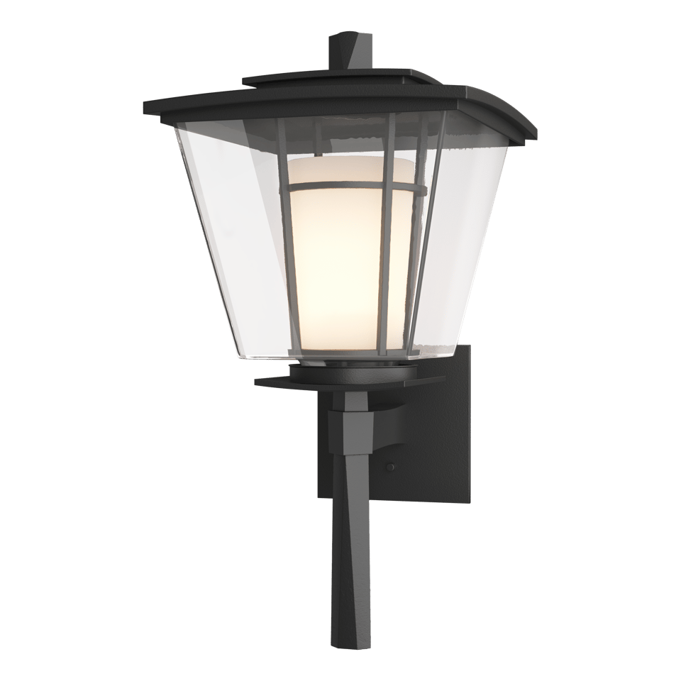 Hubbardton Forge Beacon Hall Outdoor Sconce, Dimmable, UL Wet Rated, Elegant Glass Shade, 100W Max