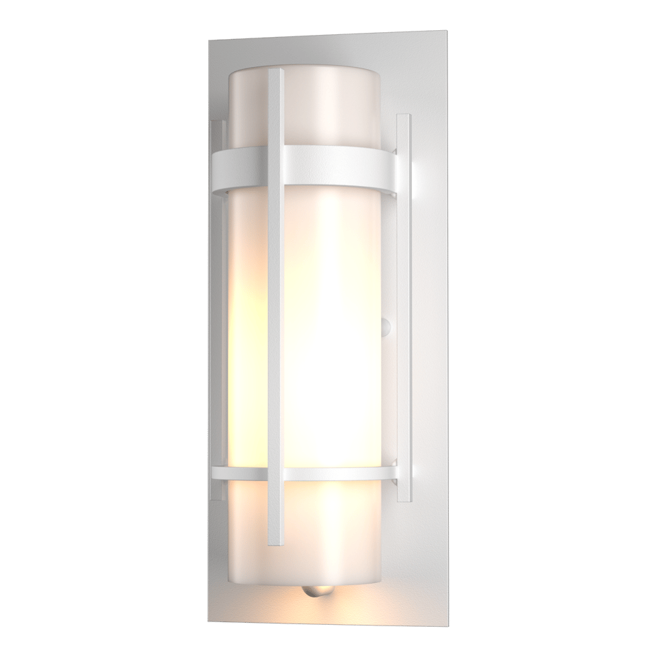 Hubbardton Forge Banded Small Outdoor Sconce, Dimmable Opal Glass, 100W, UL Wet Rated, Handcrafted Elegance