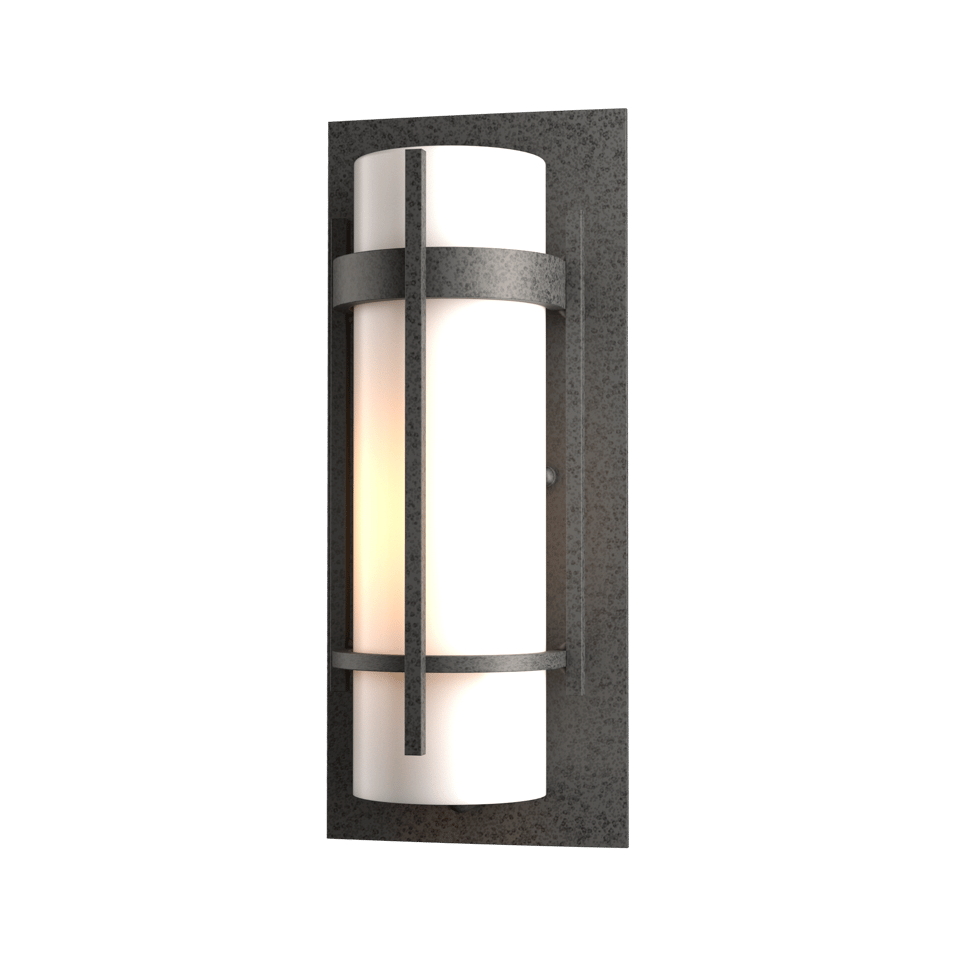 Hubbardton Forge Banded Small Outdoor Sconce, Dimmable Opal Glass, 100W, UL Wet Rated, Handcrafted Elegance