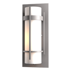 Hubbardton Forge Banded Small Outdoor Sconce, Dimmable Opal Glass, 100W, UL Wet Rated, Handcrafted Elegance